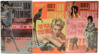 Group of 'Bond Re-jacketed' paperback series. Comprising: Live and Let Die, Moonraker, Diamonds Are Forever, From Russia With Love, For Your Eyes Only (short stories inc. From A View To A Kill, Quantum of Solace), and The Spy Who loved Me