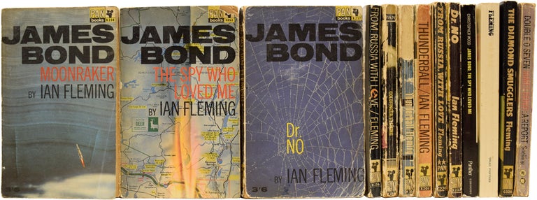 Item #64788 Ian Fleming's James Bond and related novels. Group lot comprising: Moonraker, From Russia With Love (2 copies), Dr. No (2 copies), Goldfinger, Thunderball (2 copies), The Spy Who loved Me, On Her Majesty's Secret Service, James Bond The Spy Who Loved Me, The Diamond Smugglers and 007 A Report. Ian Lancaster FLEMING.