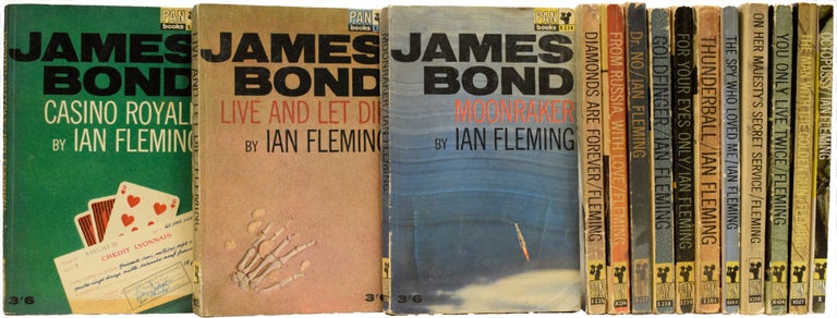 Item #65753 Ian Fleming's James Bond novels, the complete Pan paperback 'X' series. Comprising: Casino Royale, Live and Let Die, Moonraker, Diamonds Are Forever, From Russia With Love, Dr. No, Goldfinger, For Your Eyes Only (short stories inc. From A View To A Kill, Quantum of Solace), Thunderball, The Spy Who loved Me, On Her Majesty's Secret Service, You Only Live Twice, The Man with the Golden Gun, Octopussy and The Living Daylights (short stories). Ian Lancaster FLEMING.