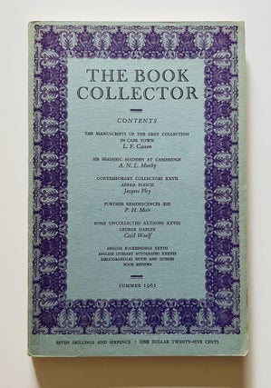 Item #66302 The Book Collector, Summer 1961. BIBLIOGRAPHY, Authors