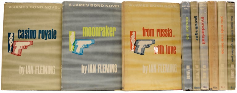 Item #66511 Dollar Mystery Guild Uniform edition of the James Bond novels. A complete set. Comprising Casino Royale, Moonraker, From Russia With Love, Dr. No, Goldfinger, Thunderball, The Spy Who Loved Me, You Only Live Twice and The Man with the Golden Gun (all that were published). Ian Lancaster FLEMING.