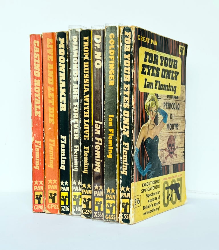 Item #66647 Ian Fleming's James Bond novels, the complete 'Great Pan' Yellow Band paperback series. Comprising: Casino Royale, Live and Let Die, Moonraker, Diamonds Are Forever, From Russia With Love, Dr. No, Goldfinger, For Your Eyes Only (short stories inc. From A View To A Kill, Quantum of Solace). Ian Lancaster FLEMING.