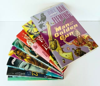 Group of 'Bond Re-jacketed' paperback series. Comprising: Moonraker, Diamonds Are Forever, Doctor No, Goldfinger, Thunderball, The Spy Who Loved Me, You Only Live Twice, and The Man With The Golden Gun.