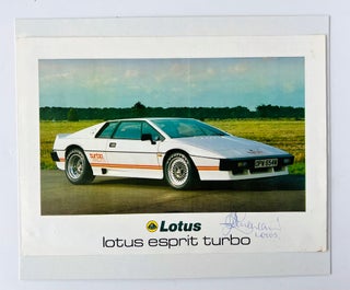 Item #66831 Lotus Cars publicity card for Esprit Turbo, For Your Eyes Only (1981) tie-in. Ian...